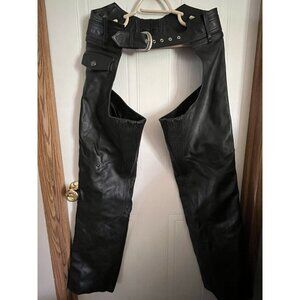 Harley-Davidson WOMENS  XS Black Leather Motorcycle Riding Chap NEVER WORN